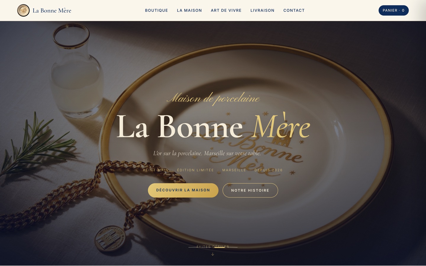 La Bonne Mère — maison de porcelaine marseillaise imaginée avec l'IA